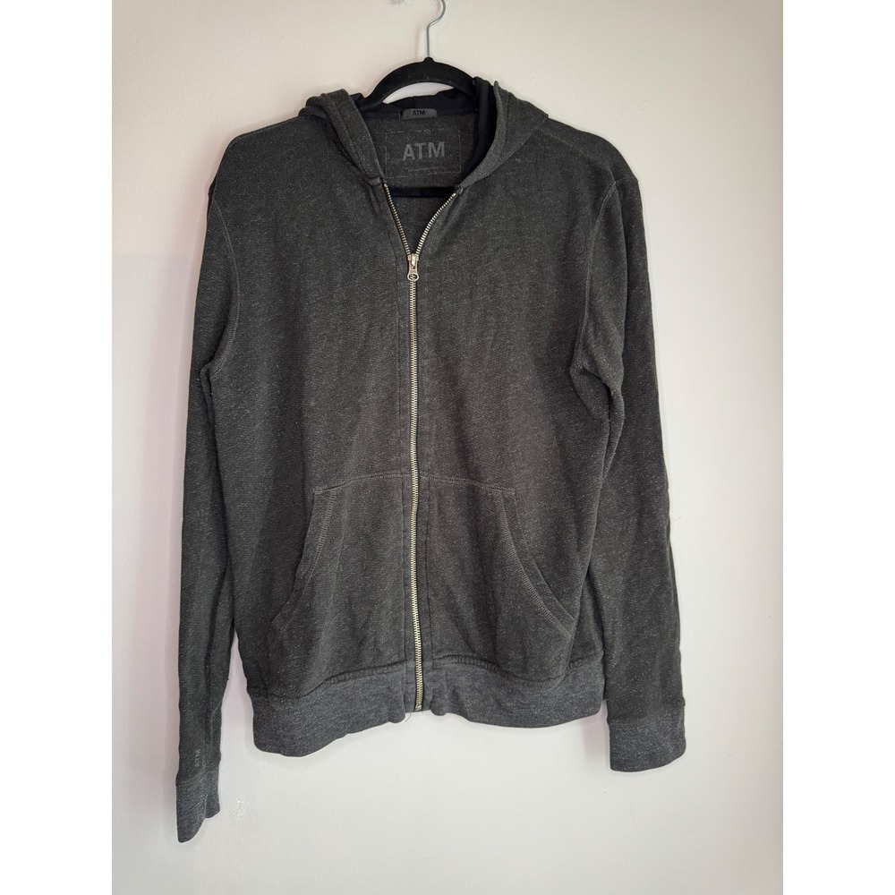 ATM Anthony Thomas Melillo Mens French Terry Zip Up Hoodie Charcoal Gray Size M